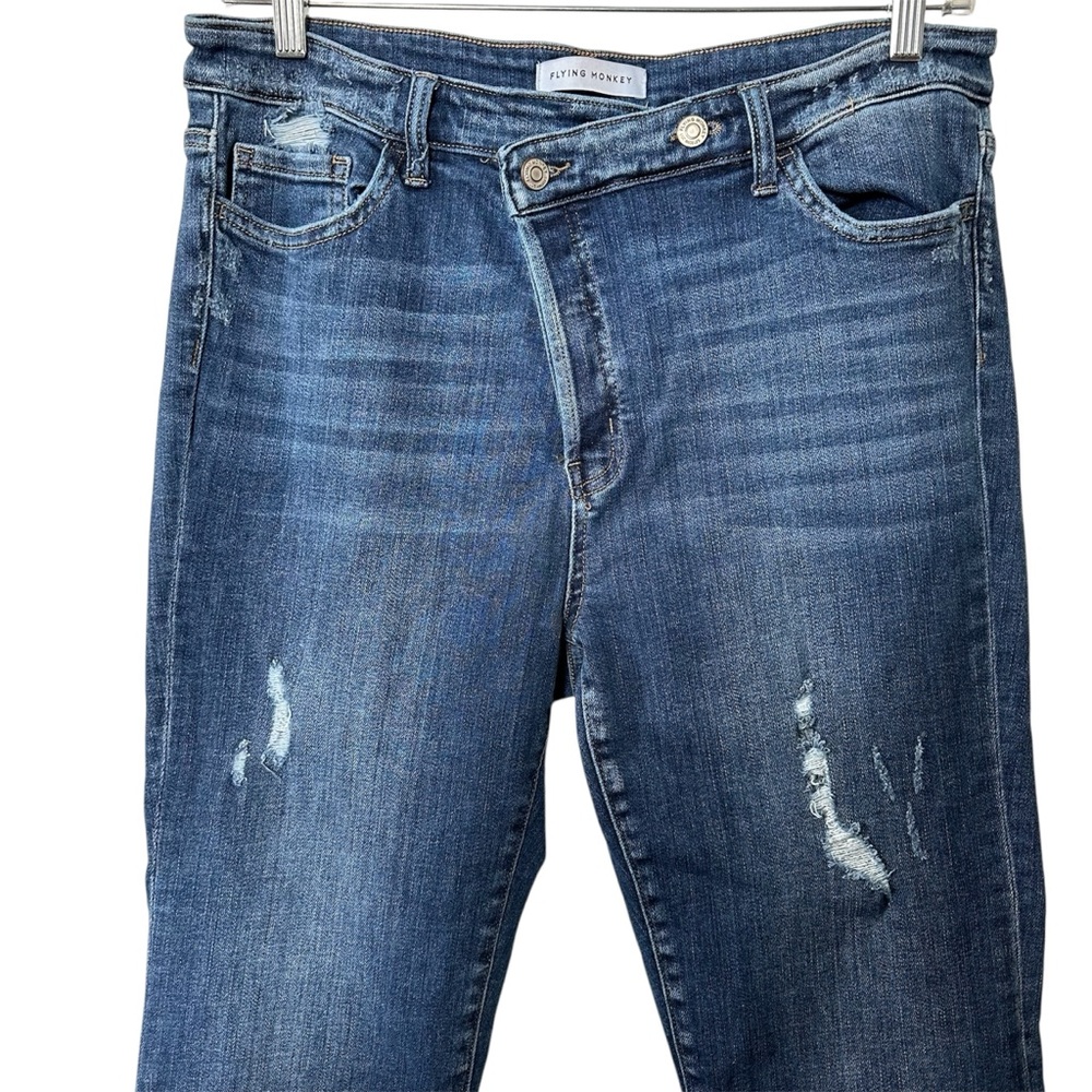 Flying Monkey Crossover Button Fly Raw Hem Flare … - image 4